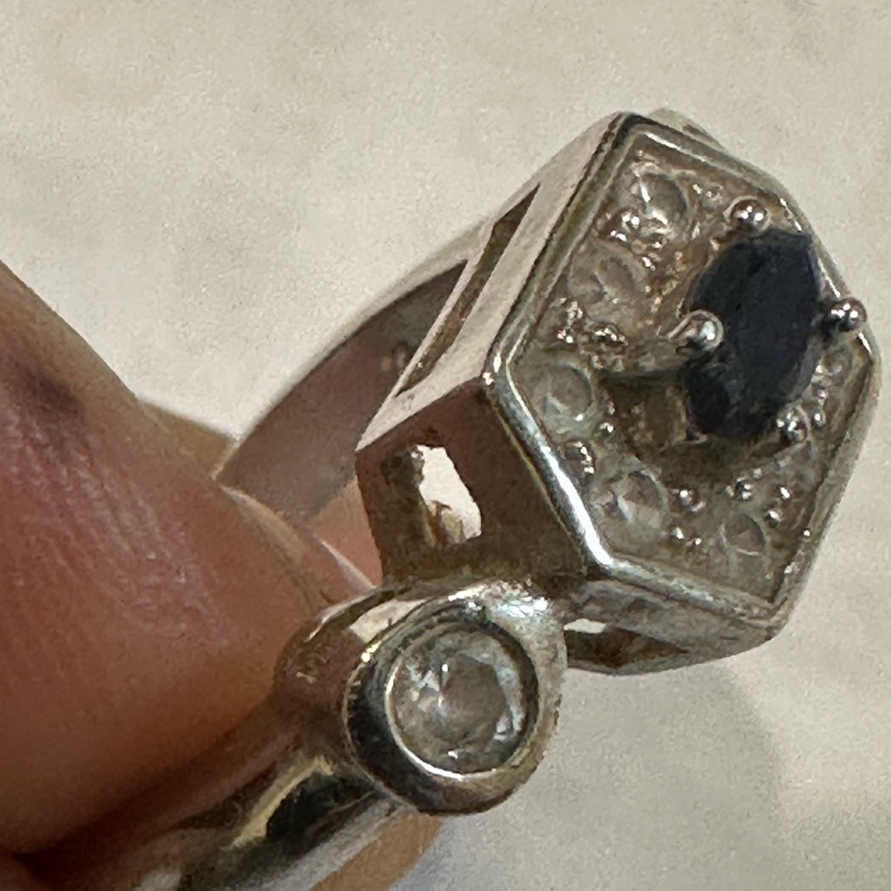 Vintage 3stones estate 14kt white gold/Diamond engagement ring setting-1940s